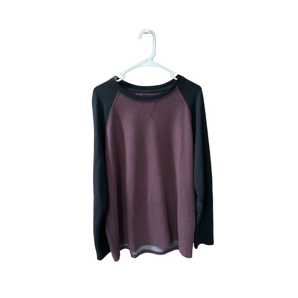 Orvis Mens Size L Jersey Shirt Top Two Tone Wine Black Long Sleeve Tee